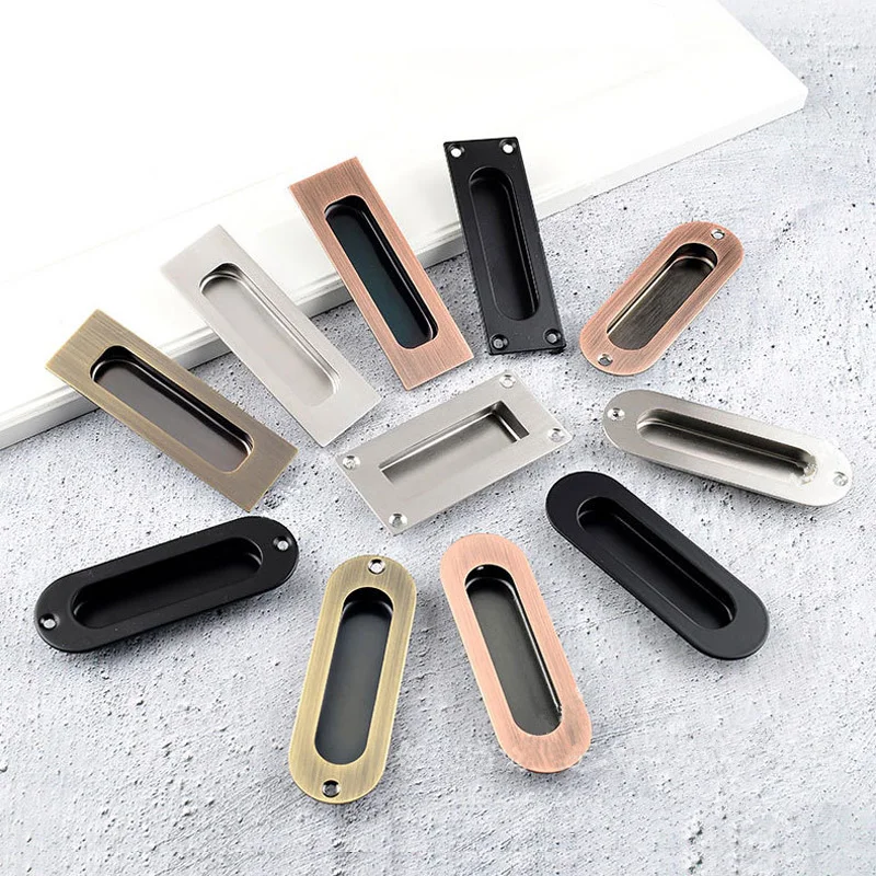 

5 Pack Door Pulls,Stainless Steel Kitchen Drawer Pulls Cabinet Handle,Recessed Flat Finger Pull Flush Pull,Sliding Door Hardware