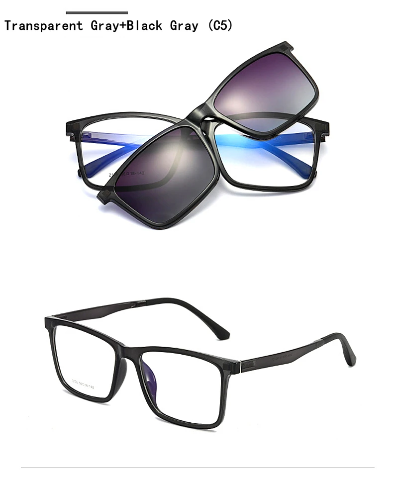 YIMARUILI Multifunktions-Sonnenbrille mit optischer Sehstärke, magnetische Clip-on-Sonnenbrille für Herren, Anti-Ultraviolett-Fahrbrille 2126 – Detail 13
