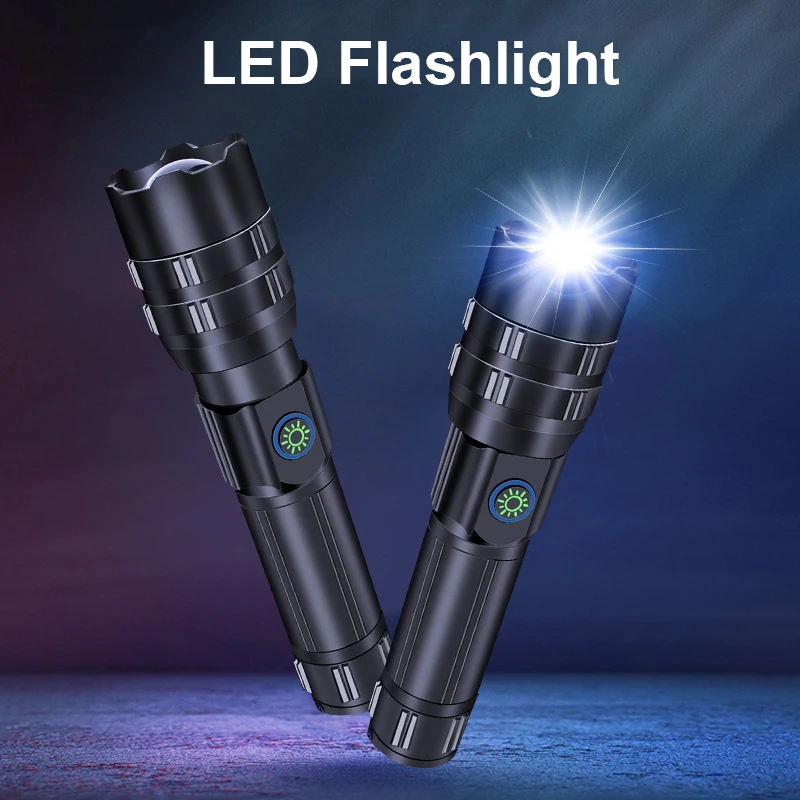 High Powerful Led Flashlight Usb Rechargeable Torch Zoomable Hunting Flash Light Waterproof Lantern 18650 26650 Hand Lamp