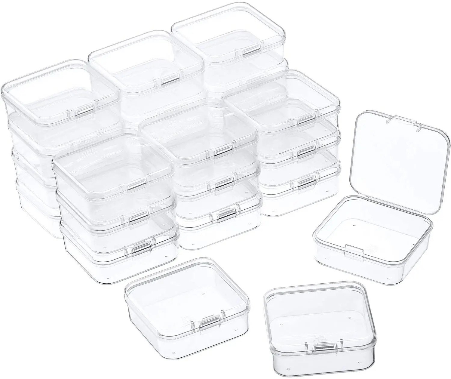 5pcs Small Boxes Square Transparent Plastic Jewelry Storage Case Finishing Container Packaging Storage Box For Earrings Rings