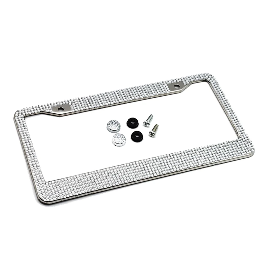 Diamond License Plate Frame For US Car Bling Glitter Rhinestone Holder