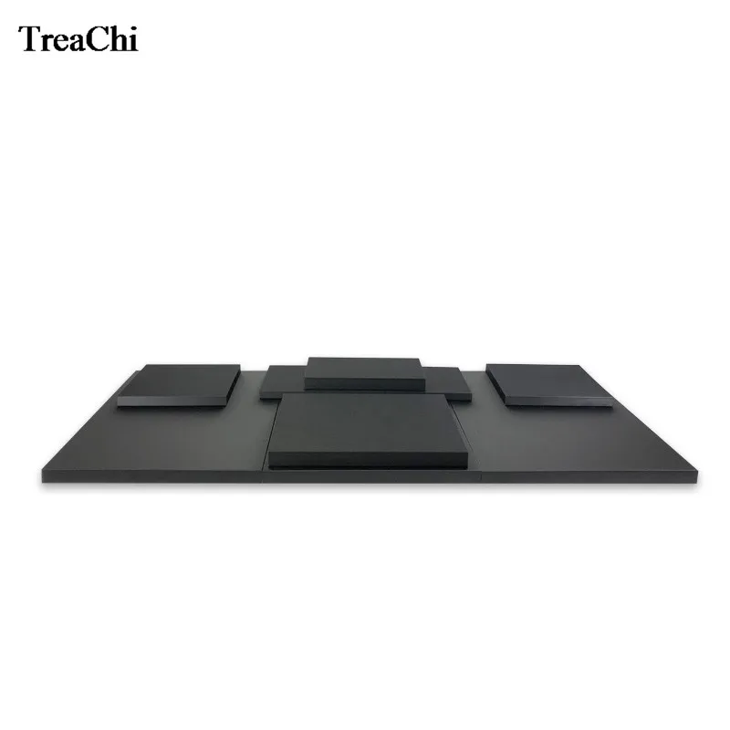 New Faux PU Jewelry Counter Showcase Pad Wooden Jewelry Store Cabinet Platform Black Jewelry Display Bottom Board Tray Holder