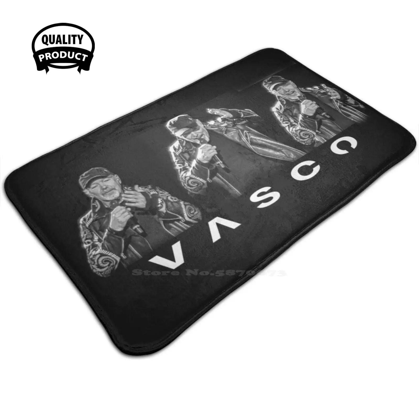 Vasco Rossi Soft House Family Anti-Slip Mat Rug Carpet Vascorossi Vasco Rossi Black Dark Top Regalotop Concerto Blasco Vasco