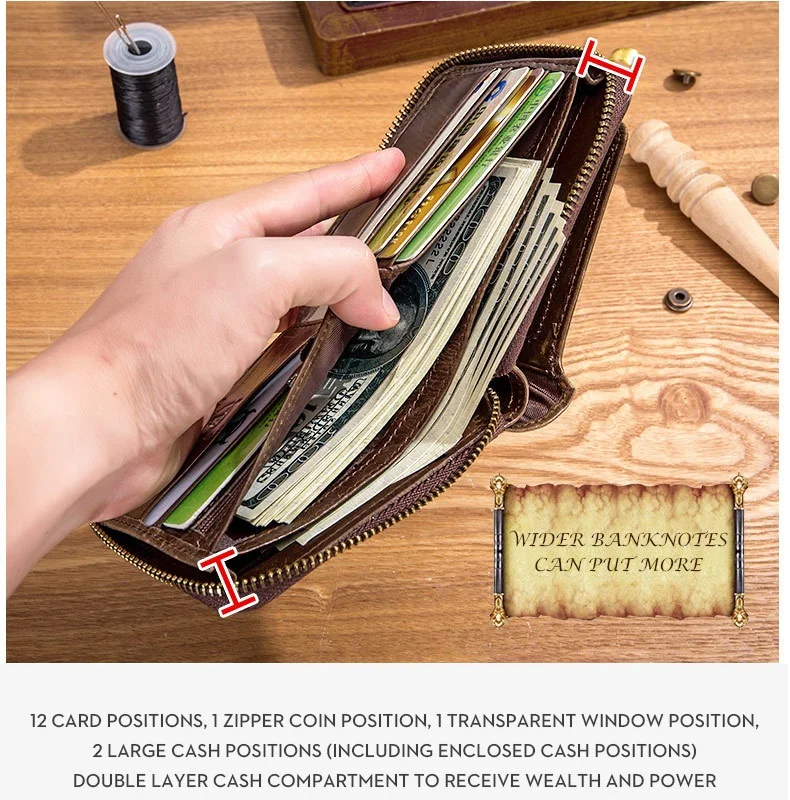 Men's Wallet short Coin Purse Soft Vintage Women Purses Large Clutch Fashion Genuine Leather Zipper wallet Card Holder carteira