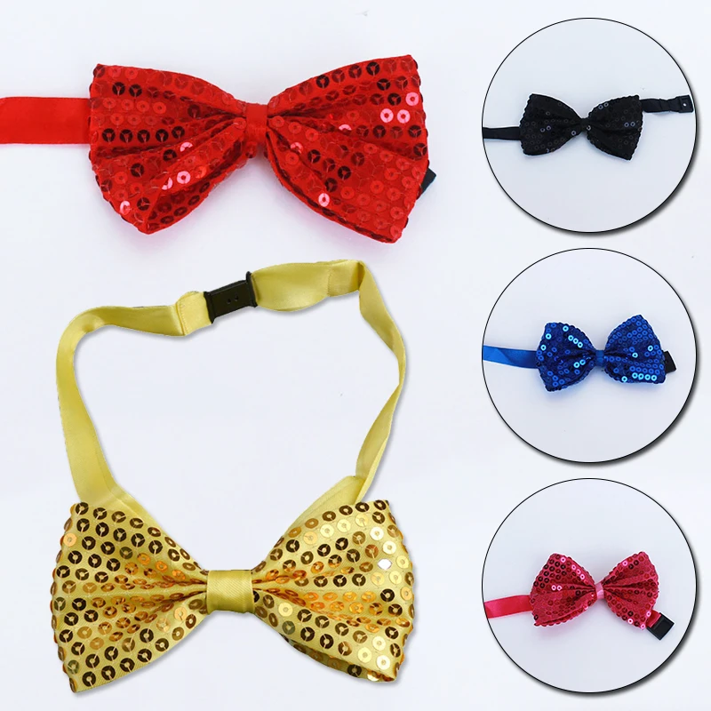 

Sequins Bowtie Stage Performance Tie For Men Woman Fashion Team Dance Bowknot Paillette Colorful Party Shiny Sequins Bow Tie