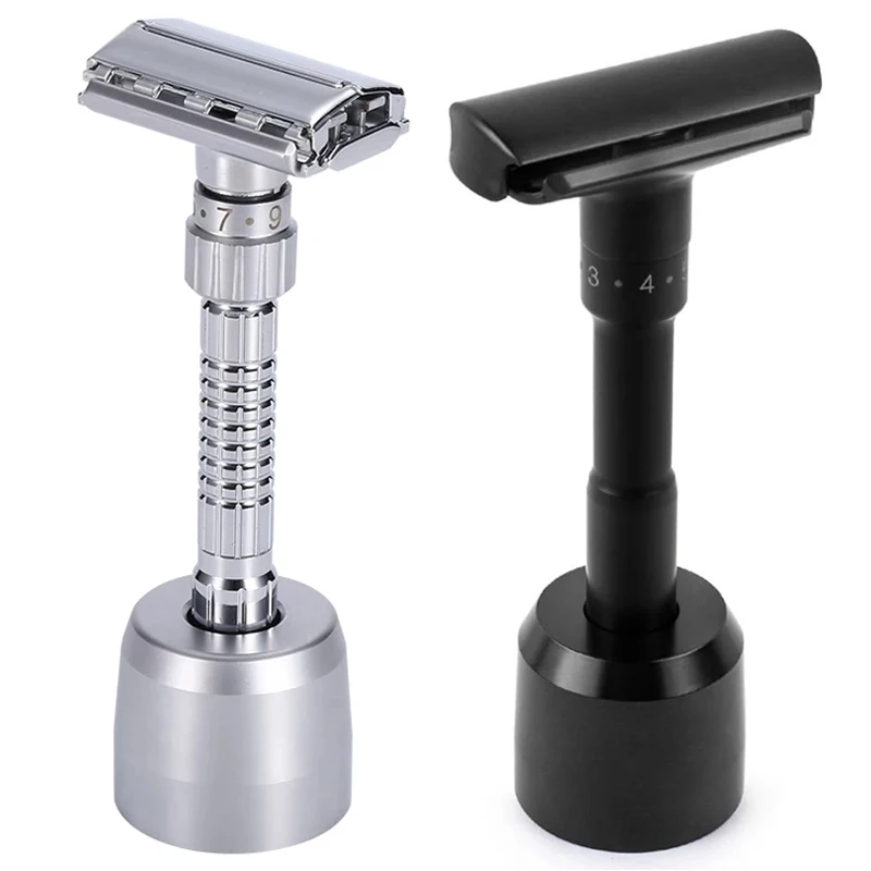 Maquinilla de afeitar de seguridad de doble filo ajustable, afeitadora clásica para hombre, depilación suave a agresiva, afeitadora Manual con 5 cuchillas