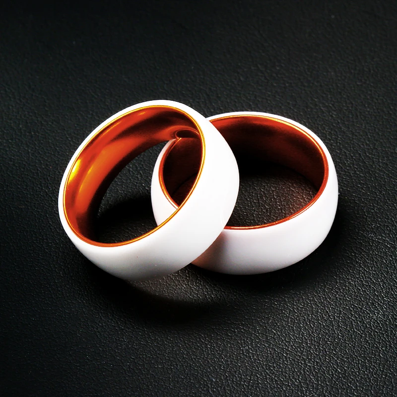 Niche ceramic ring，8mm Red/ orange/ blue /purple/ green embedded alumina lovers  ceramic ring