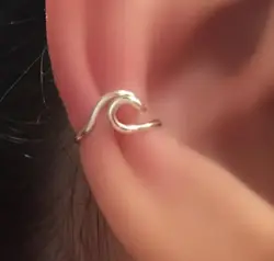 1 pair Wave Ear Clips Earrings For Women Rose Color Silver Color Ear Cuff Crawler Bohemian Cute Climbers Stud Earing No Piercing