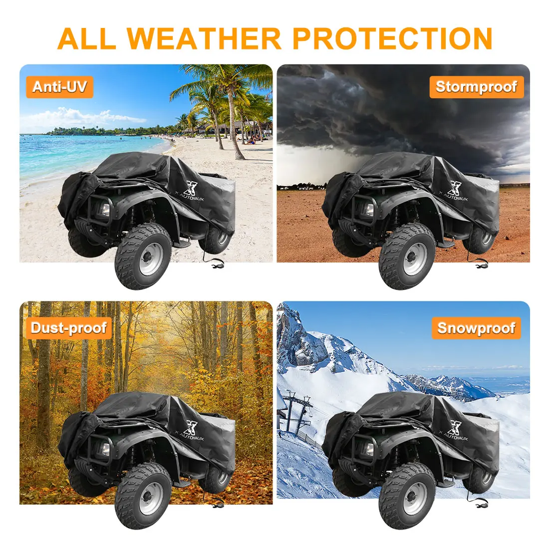 X Autohaux – housse de protection universelle pour vtt, 3 modèles, imperméable à la neige, avec bandes réfléchissantes, pour la plage