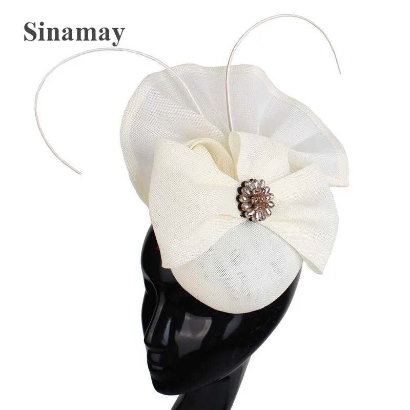 Nice Flower Fascinator Hats Fashion Bow Party Chapeau Cap Bride Women Wedding Chic Headwear With Hair Band Gril Hair Accessories