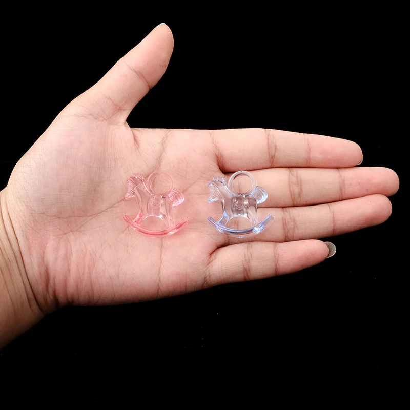 20pcs/lot 7 Designs Pink Blue Acrylic Cute Bear/Carriage/Rocking Horse For Baby Shower Christening Party Candy Box Gift Favor