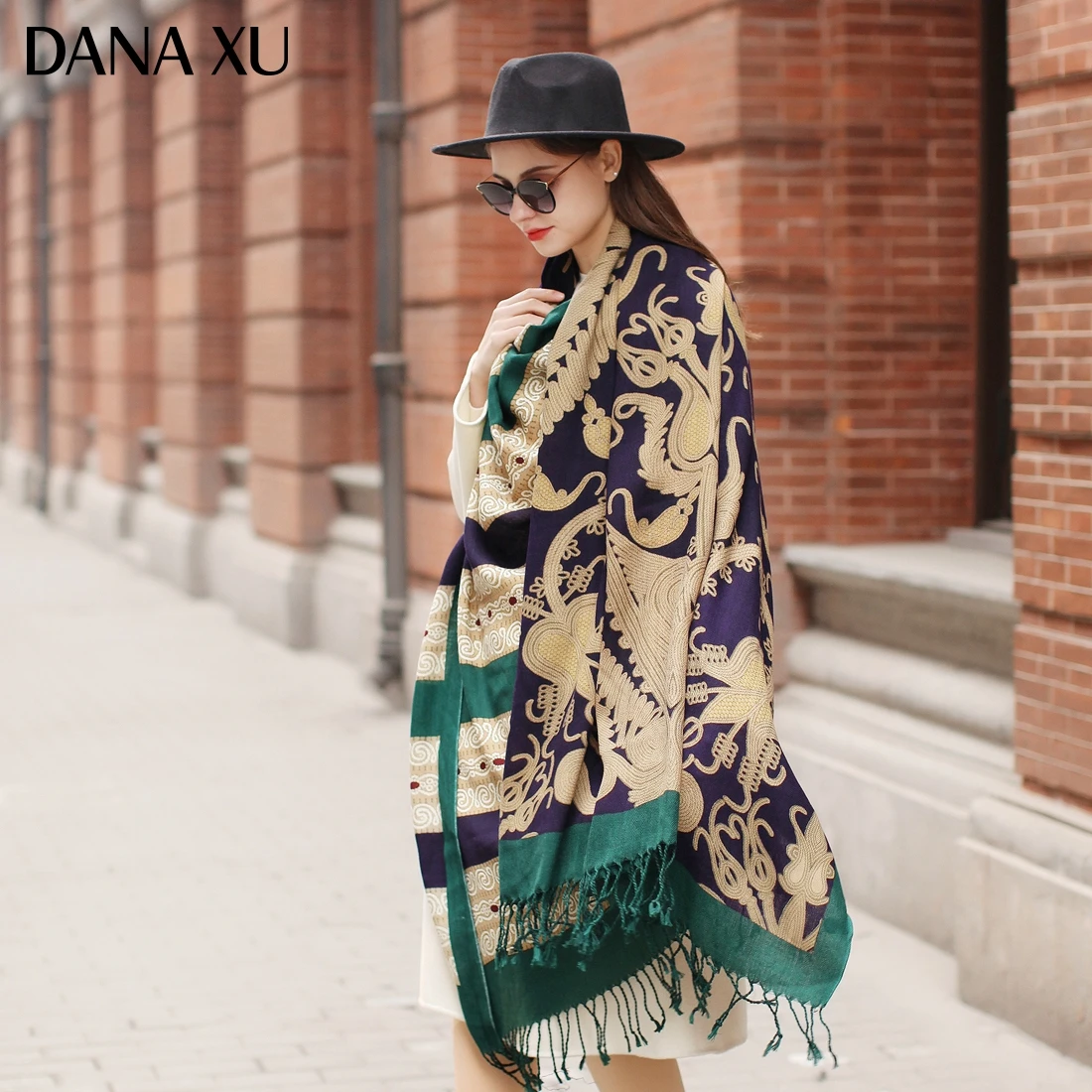 DANA XU Bufanda Mujer Wool Poncho Head Women Lady Warm Shawl Stoles Bandana Scarf Hijab Luxury Brand Pashmina Winter 2021