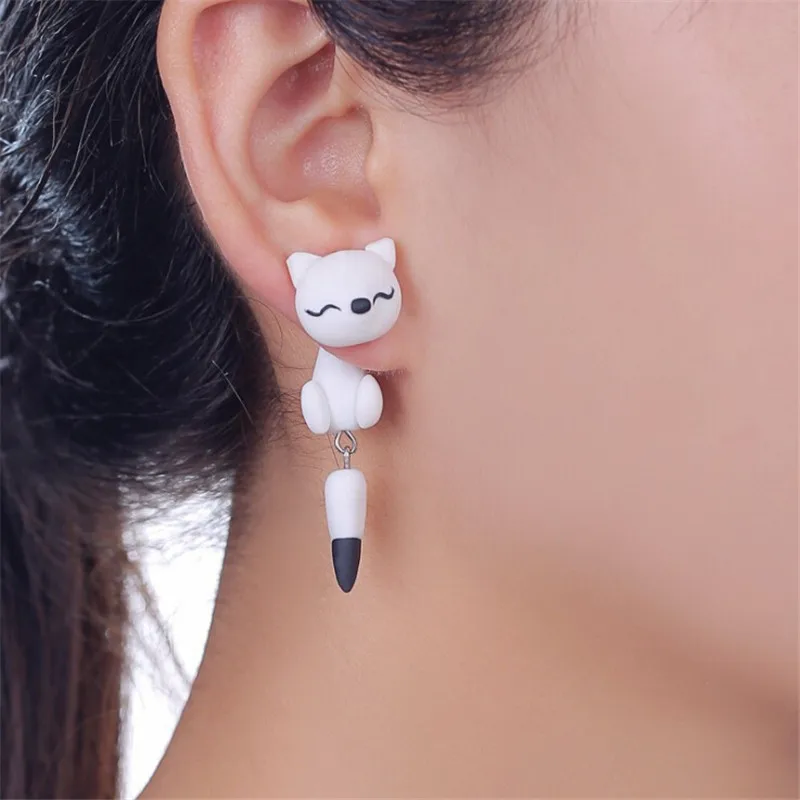 Korean Fashion Cute Animal Fox Women Earrings Three-dimensional Animal Piercing Earrings Female Jewelry Accessories Wholesale