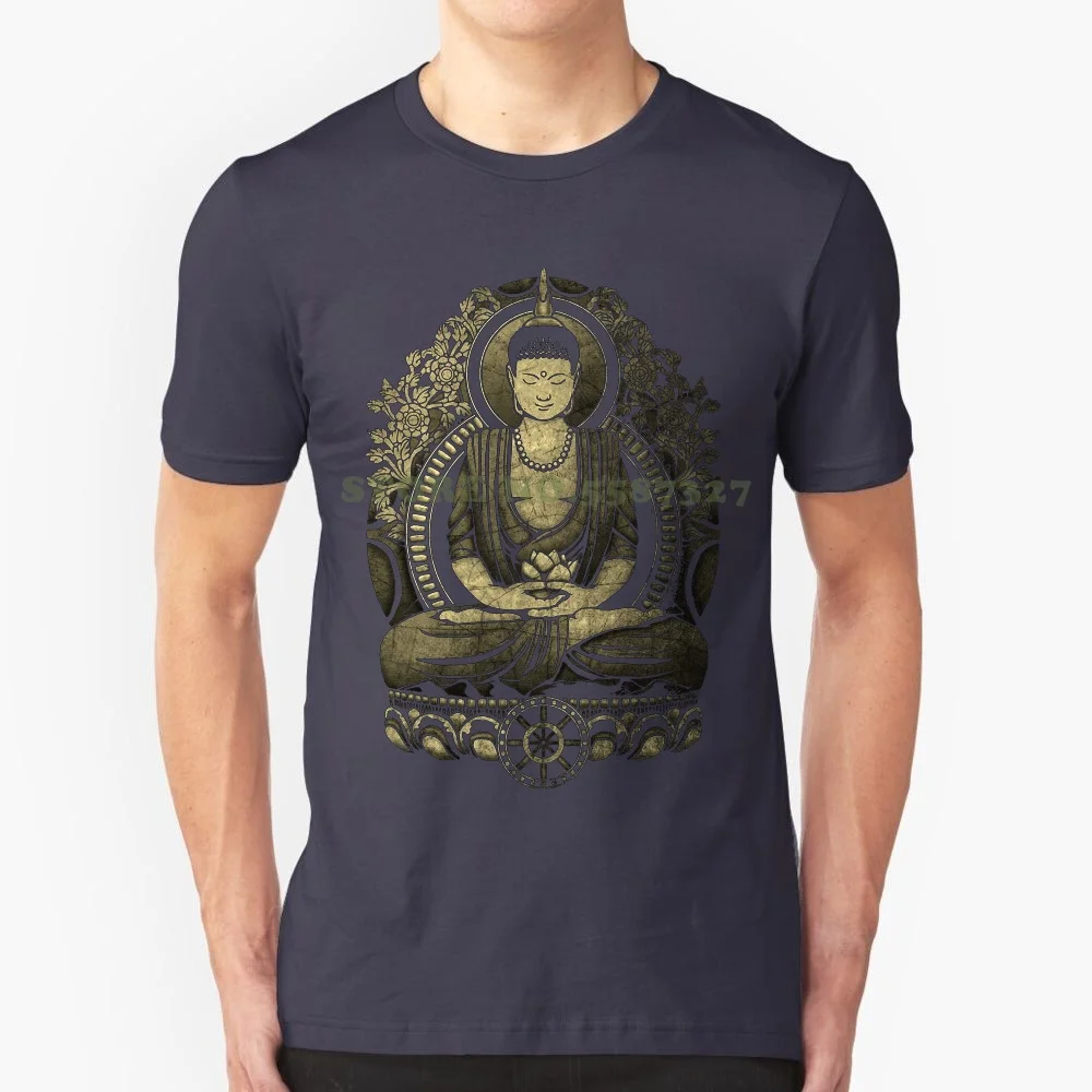 Hot Sale New 100% Cotton T Shirts Men Gautama Buddha Weathered Halftone Boy's Youth Graphic T Shirt