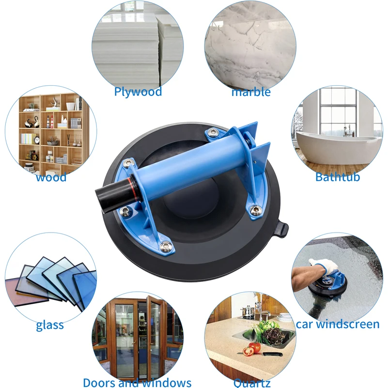 Conjunto de ventosas de vidro infantil, 2 peças, utensílios de sucção com almofadas a vácuo, para elevação de placas de vidro reforçadas, capacidade de carga 360ibs
