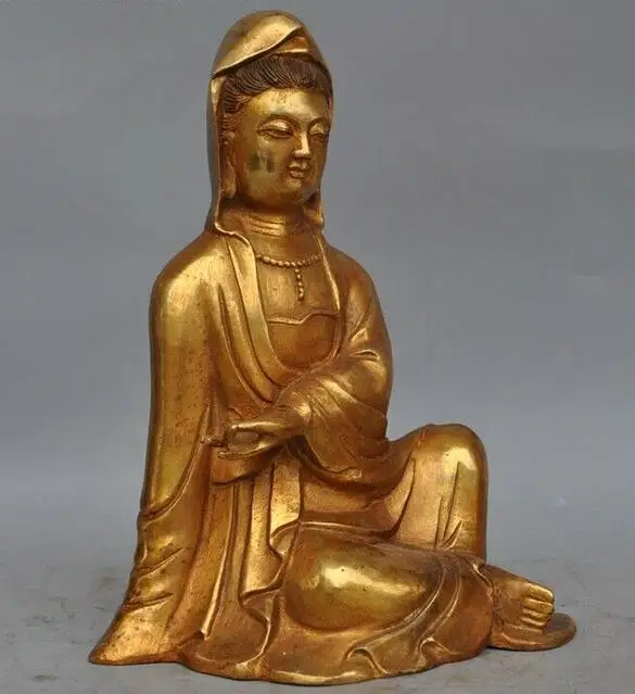 China Buddhis bronze Gilt freedom goddess Kwan-yin Guanyin Quanyin Buddha statue