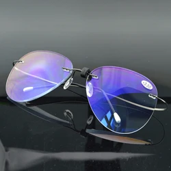 Large Frame Pilot New B Titanium ONLY 2G Ultra-light elasti MEN WOMEN Rimless READING GLASSES +0.75 +1 +1.25 +1.75 to +4