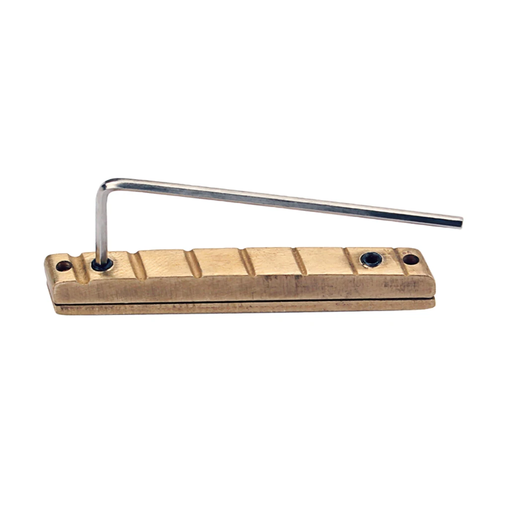 Gold Brass Bridge Nut for 7-String Acoustic Guitar Accessory with Wrench