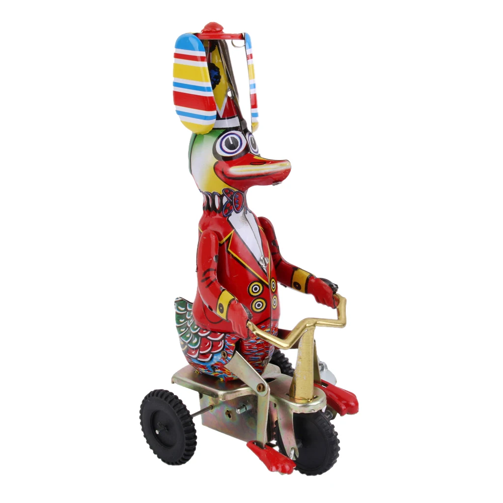 Wind Up Tin Toy   Duck On Tricycle Clockwork Metal Toy Collectible Gift