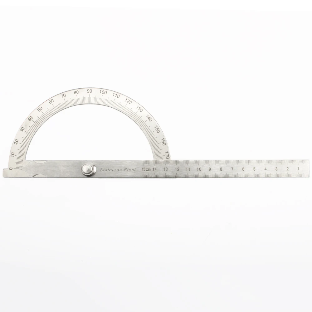 Đồng Hồ Nam Dây Thép Không Gỉ 180 Độ Protractor Góc Tìm Quay Đo Thước Góc Thước 150Mm Roundhead Toán Học Đo Dụng Cụ