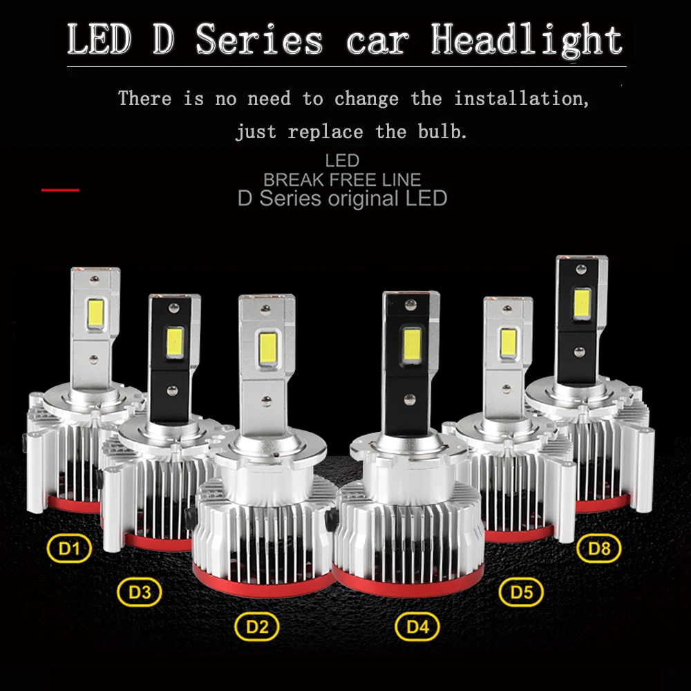 2Pcs No Error Free Canbus D1S led headlight D3S D1R D4S D4R D5S D2R D2S led car lights bulb 70W 15200LM 6000K HID ballast to led