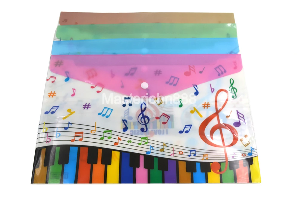 3pcs Music Piano Sheet Note A4 File Holder Folder Transparent Plastic Button Document Bag For Student Musician Song Writer