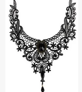 Halloween Sexy Gothic Chokers Crystal Black Lace Hals Collares Choker Ketting Vintage Victoriaanse Steampunk Sieraden