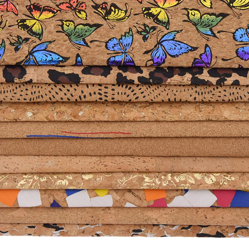 A3 A4 Vintage Soft Cork Synthetic Leather Fabric For Garment Handbags Handmade Floral Sewing Fabric