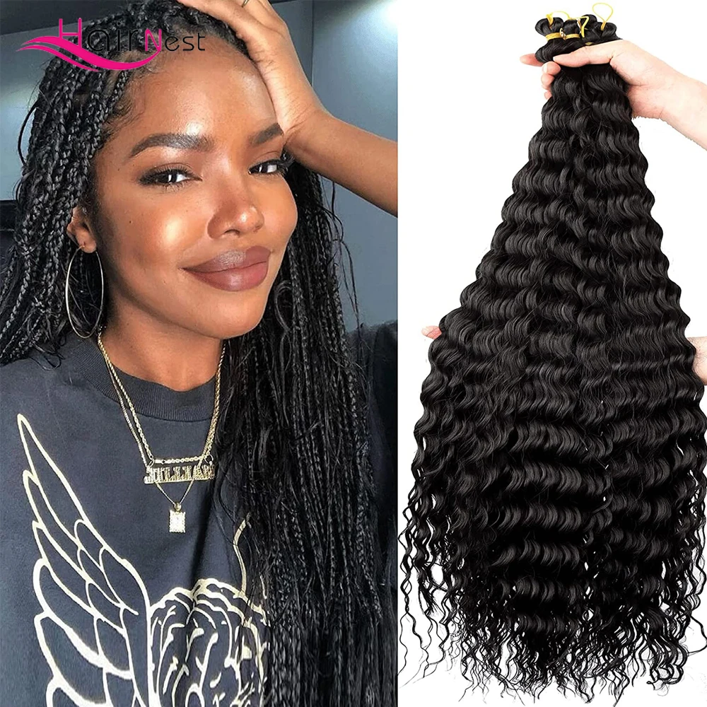 32 inch Synthetic Long Deep Wave Twist Crochet Hair Soft Natural Water Wave Curly Wavy Crochet Braid Hair Extensions For Women