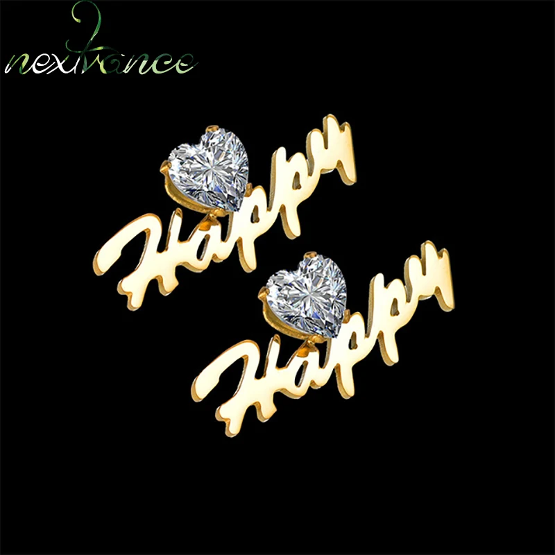 

Nextvance Customize Name Stud Arabic Personalized Zircon Earring Rhinestones Women Youth Lover Stainless Steel Anniversary Gift