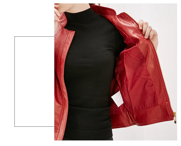 Basic PU Leather Jackets Women Spring Autumn Long Sleeve Moto Biker Zipper Jacket Slim Fit Black Red Oversize Plus Size Coats