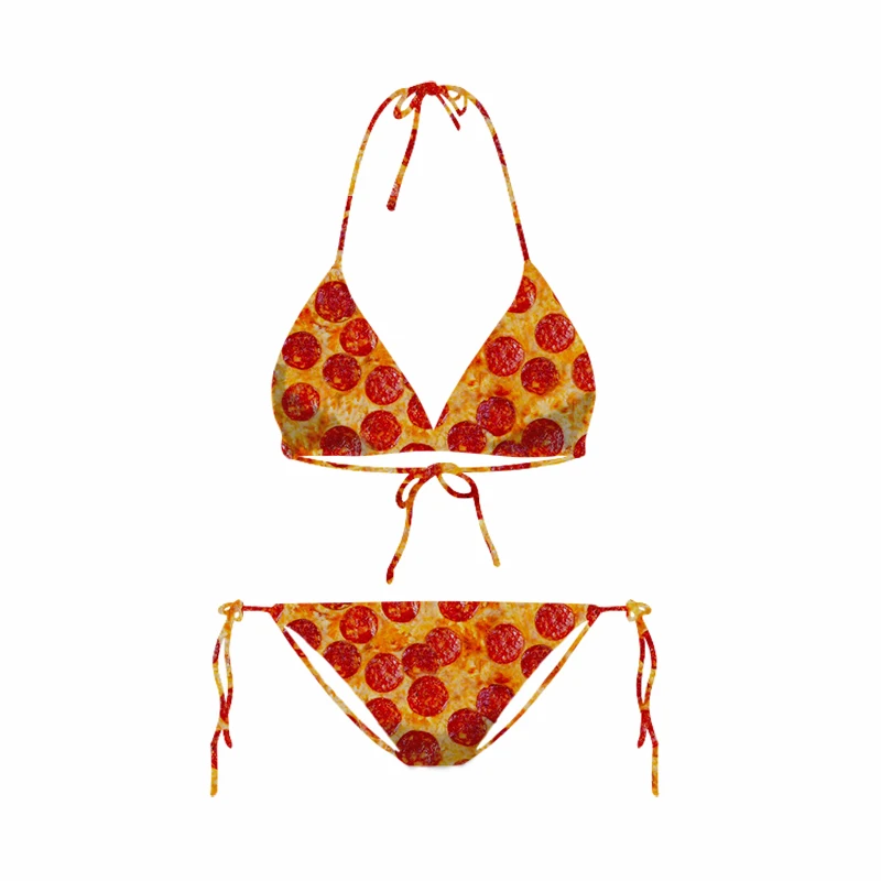 CLOOCL Sexy Cute Women Bikinis Set Print Pizza Sandy Beach Swimsuit 3D Instant Noodles Printed Female Swimwear Femmes Bikinis