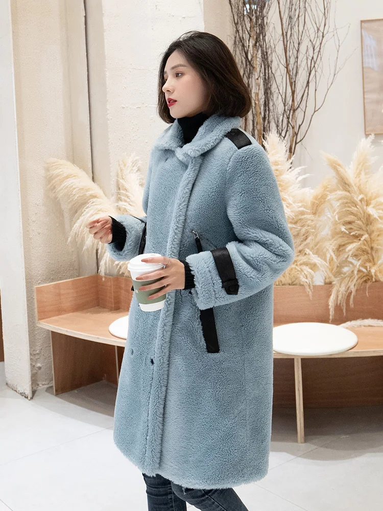 Real Fur Coat Female Sheep Shearling Fur Jacket Winter Coat Women Clothes 2020 Real Wool Coat Korean Long Jackets MY4593