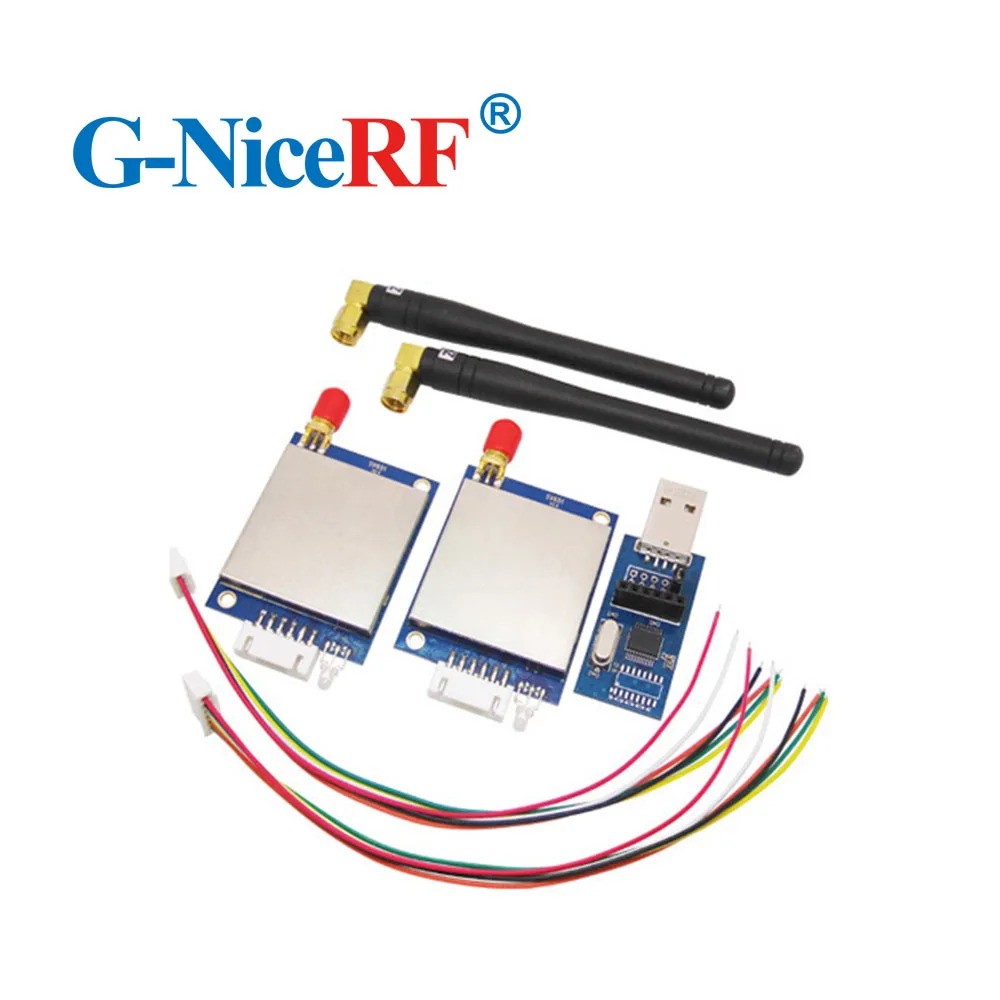 NiceRF 2pcs/lot  433MHz RS232 Interface wireless transceiver module kit  SV651 with antennas and usb bridge board