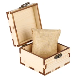 Rustic Wood Watch Box Retro Bronze Horn Lock Square Wooden Jewelry Gift Boxes 9.4*9.4*6.8cm