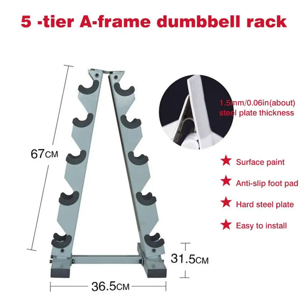 A-Frame Dumbbell Rack Heavy Duty 5 Tier Weight Rack Stand for Home Gym