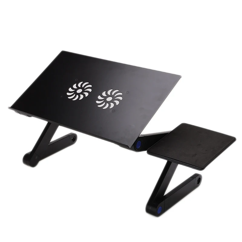 Adjustable Laptop Desk Aluminum Ergonomic TV Bed Lapdesk Tray PC Table Stand Notebook Table Desk Stand With Fan Mouse Pad