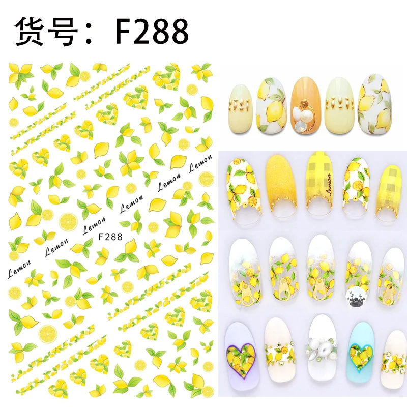 1Pc Summer Fruit 3D Nail Art Sticker Lemon/Avocado/Strawberry Pattern Charm DIY Designs Decoration Manicure Tool 2020 New