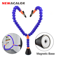 NEWACALOX Magnet Base Flexible Arm Soldering Helping Hands Soldering Station for PCB Fixture Third Hand Welding Repair Tool