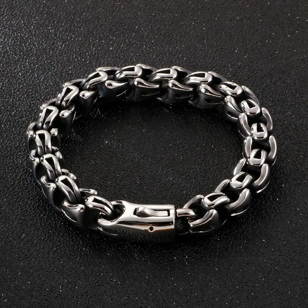 Fongten Smooth Cross Bracelet For Men Silver Color Stainless Steel Charm Bangle Chain Bracelet Hip Hop Male Jewelry Wholesale