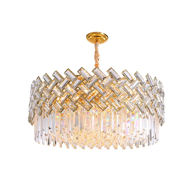 Post Modern Luxury Metal Pendant Lamp American Simple Round Luster Crystal Hanging Lights For Foyer Dining Room Bedroom Deco E14