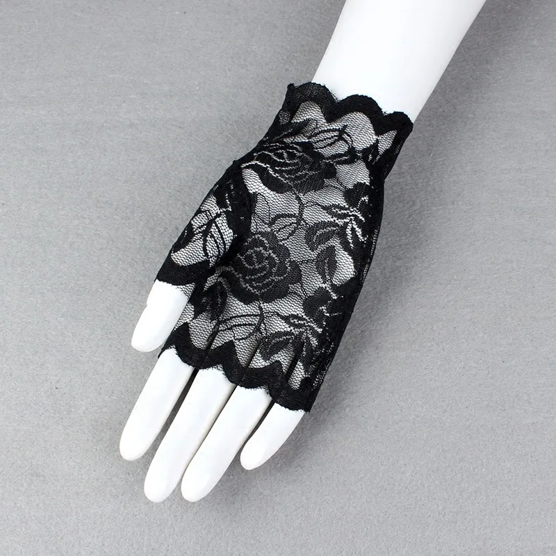 Lace Gloves New Lace Half Fingerless Gloves Women Riding Sunscreen Bride Lace Driving Touch Screen Mesh Mittens