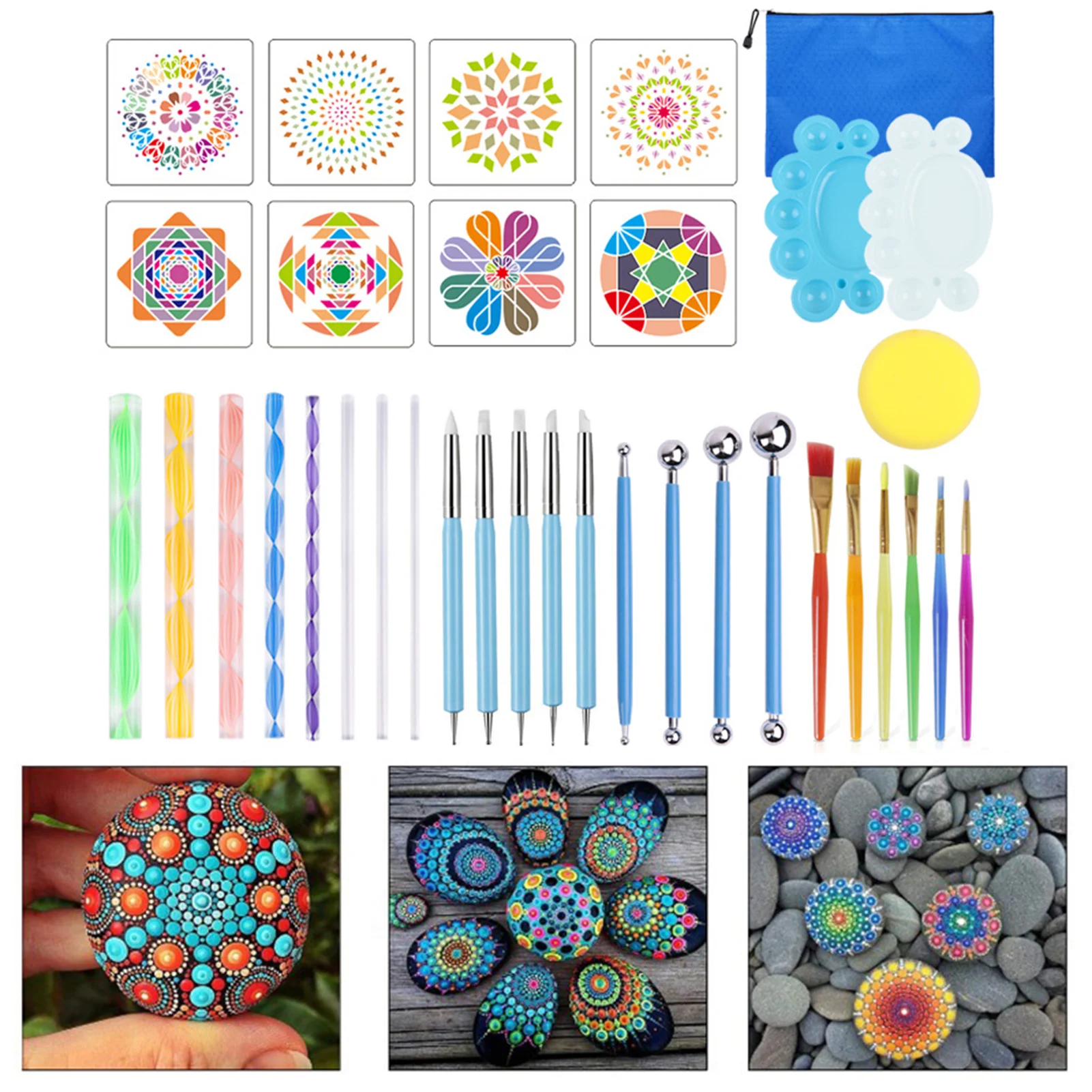 16/18/34/35pcs/set Mandala Dotting Tools Painting Stencils DIY Stone Embossing Starter Drawing Stylus Pens Art Kit