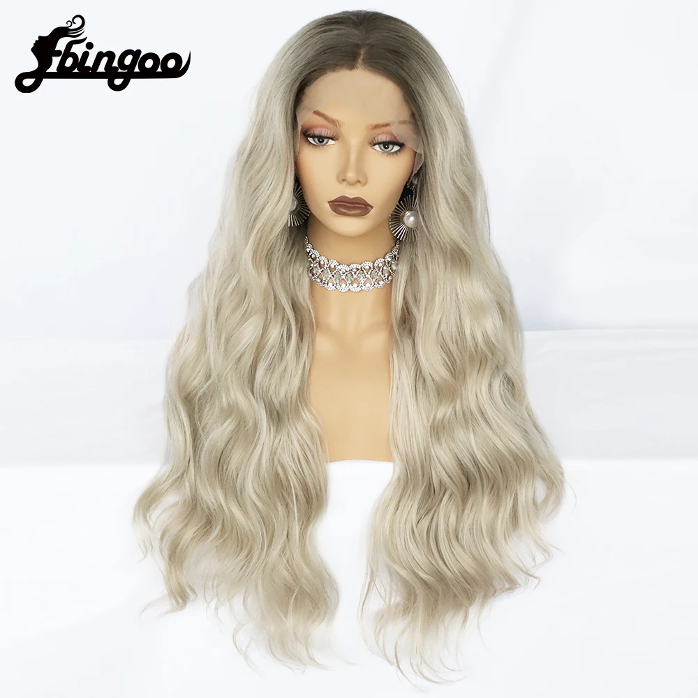 

Ebingoo Grey Blond Synthetic Lace Part Wig Long High Temperature Fiber Daily Wear For Women