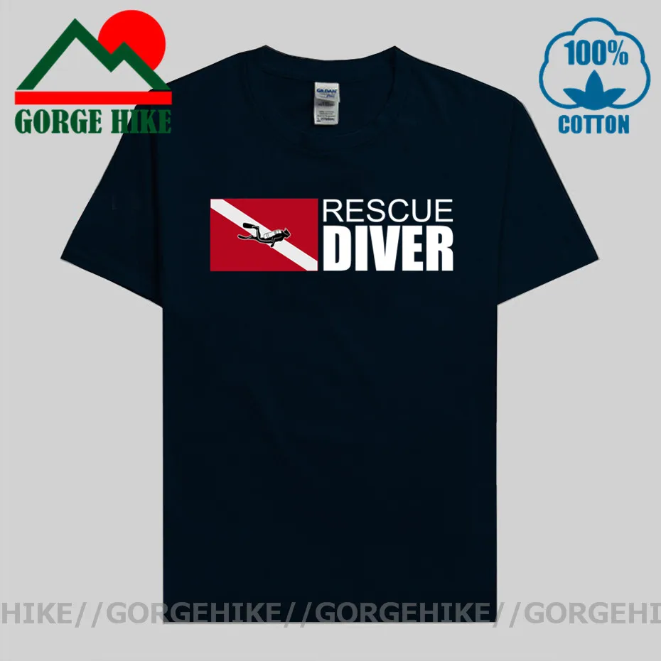 GorgeHike Rescue Diver Flag T-shirt Funny Scuba Diving T-Shirt Fan Gift Idea T Shirt Casual Dive Tee Shirt Streetwear Tops shirt