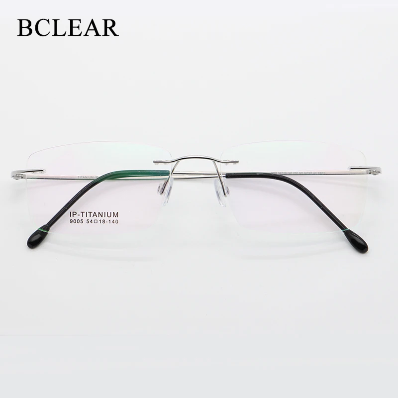 BCLEAR Rimless Prescription Glasses Frame Men Myopia Optical Eyeglasses Frame Male Clear Luxuyr Brand High End Korean Spectacles