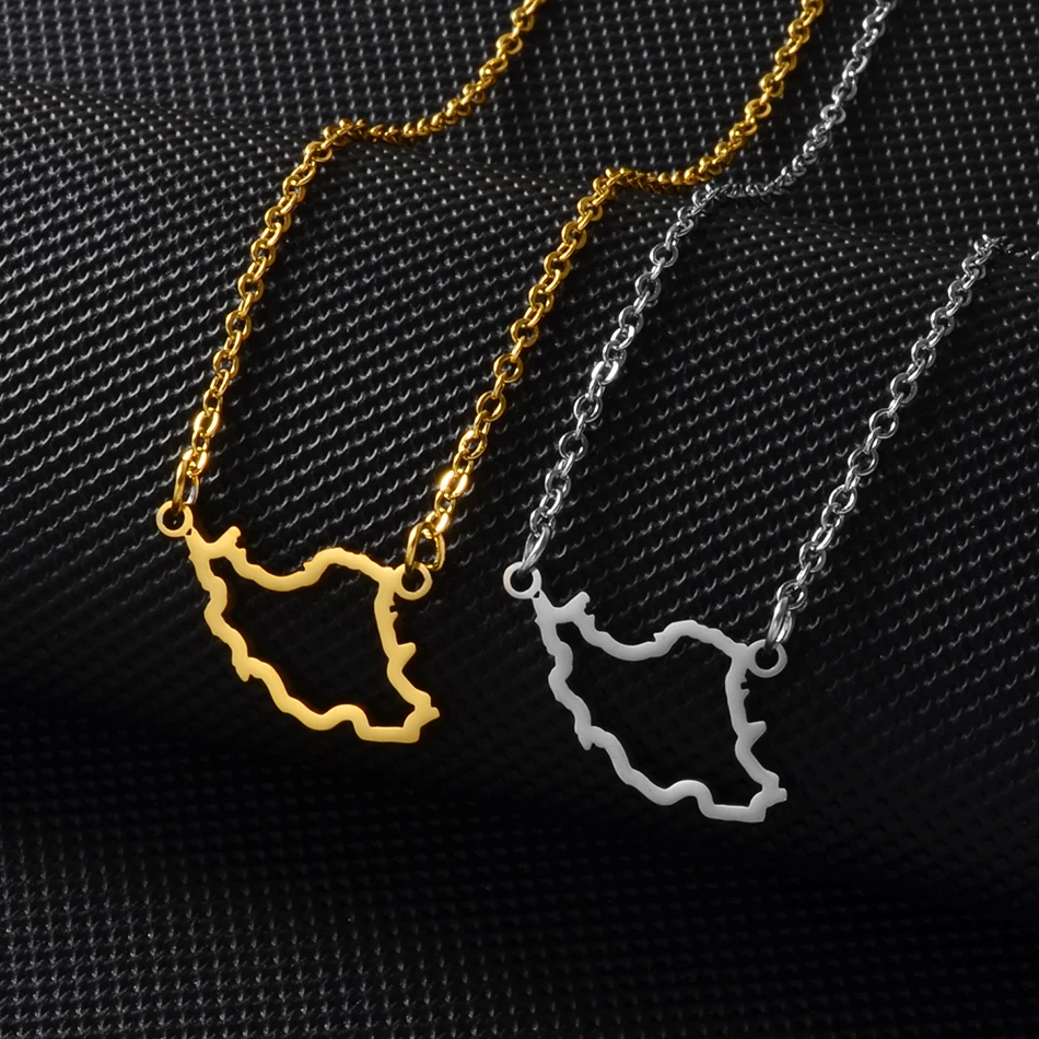 Aniyo صغيرة الحجم حلية لإيران قلادة على شكل خريطة قلادة المرأة مجوهرات للبنات ، فضي اللون/الذهب اللون القلائد الإيرانية #246221