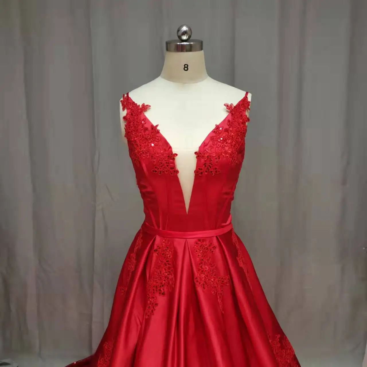 Vestidos De Novia rojos De talla grande, ropa De Novia con apliques De satén, línea A, cola larga, Vestido De Novia hecho A medida 2022