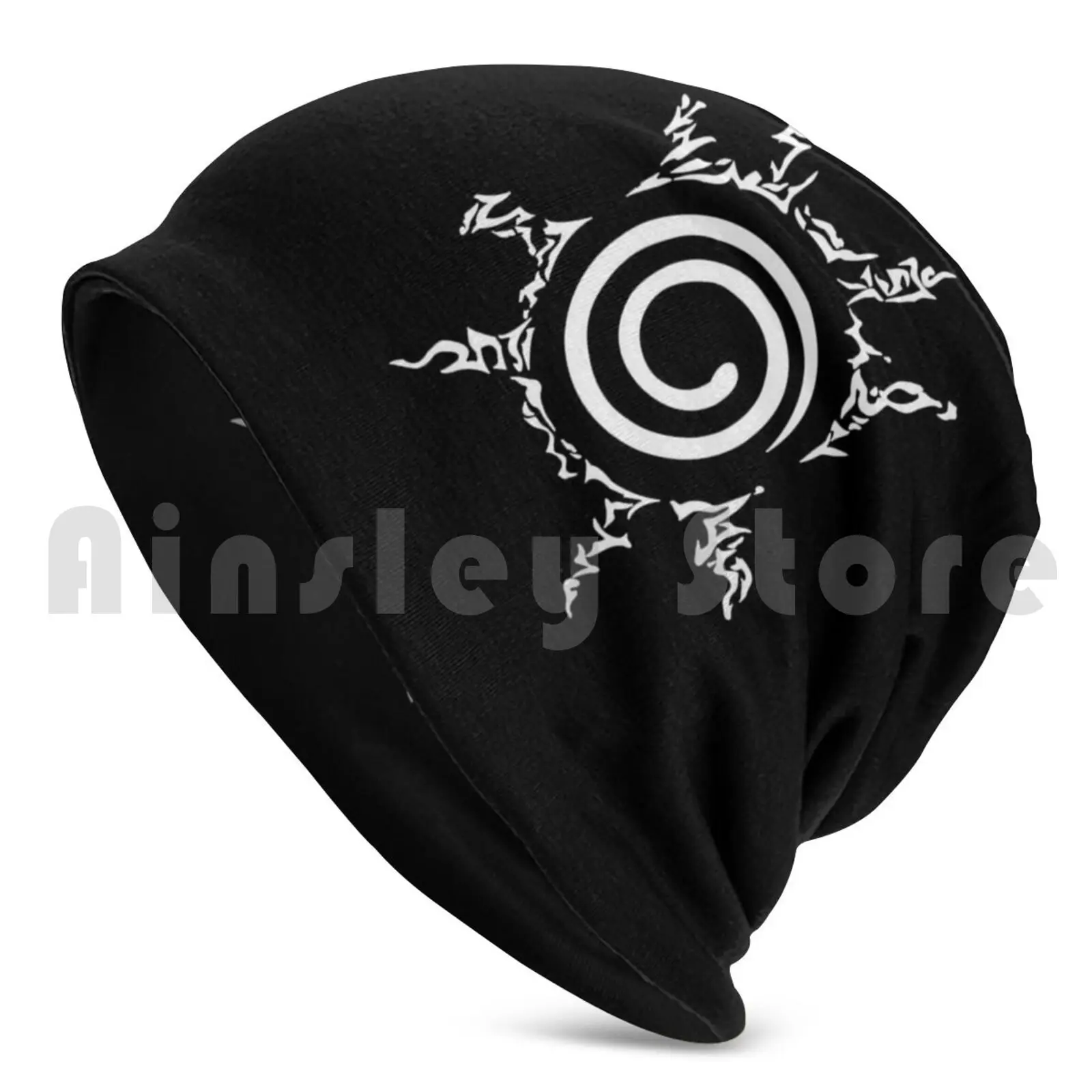 White Kyubi Seal Beanies Pullover Cap Comfortable Kyubi Stamp Boruto Shippuden Anime Sleeve Sasuke Kurama