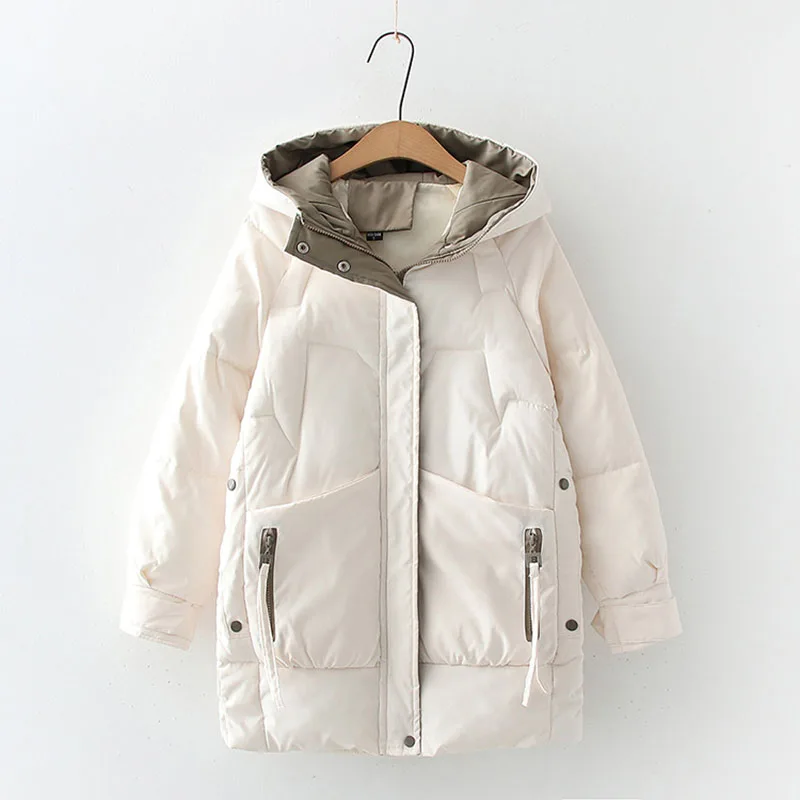 

Nice Women Winter Warm Thick Hooded Cotton Down Jacket Popest Long Padded Parka For Women Oversize 3XL Winter Loose Cotton Coat